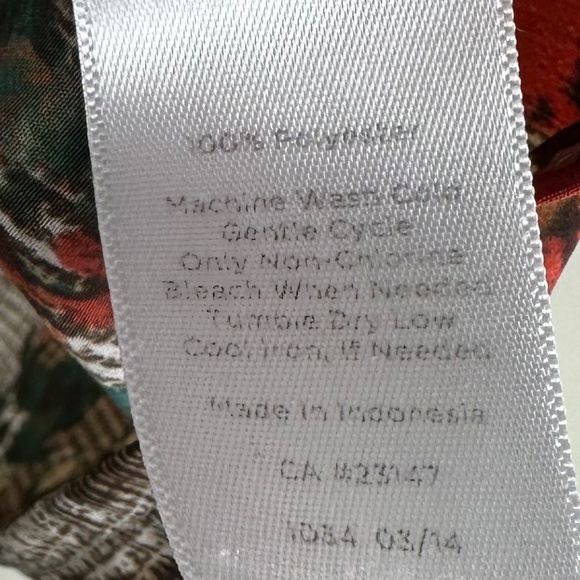 Talbots Sz 1X 16 18 Shirt Top Blouse Floral Bow Tie Front Silky Brown Slvlss - Picture 4 of 4